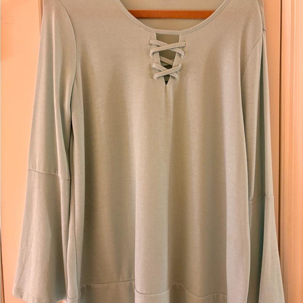 Fever Mint Lace-Up Blouse